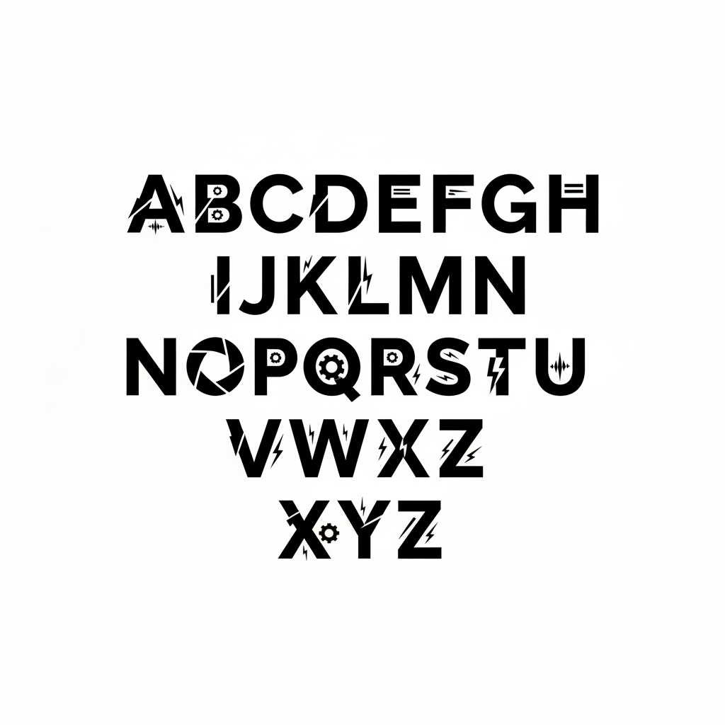 make a font face, all English letters from A-Z, a 
