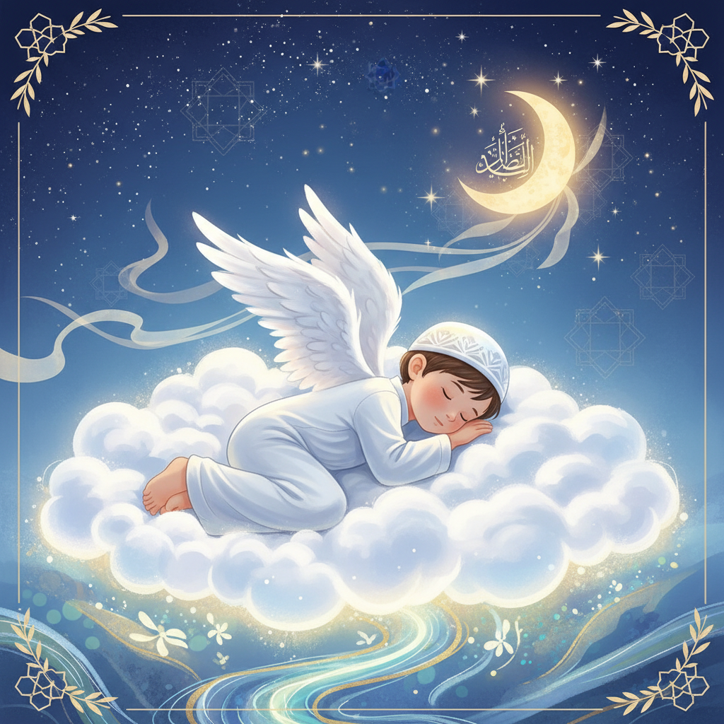 A peaceful Islamic-themed digital illustration of 