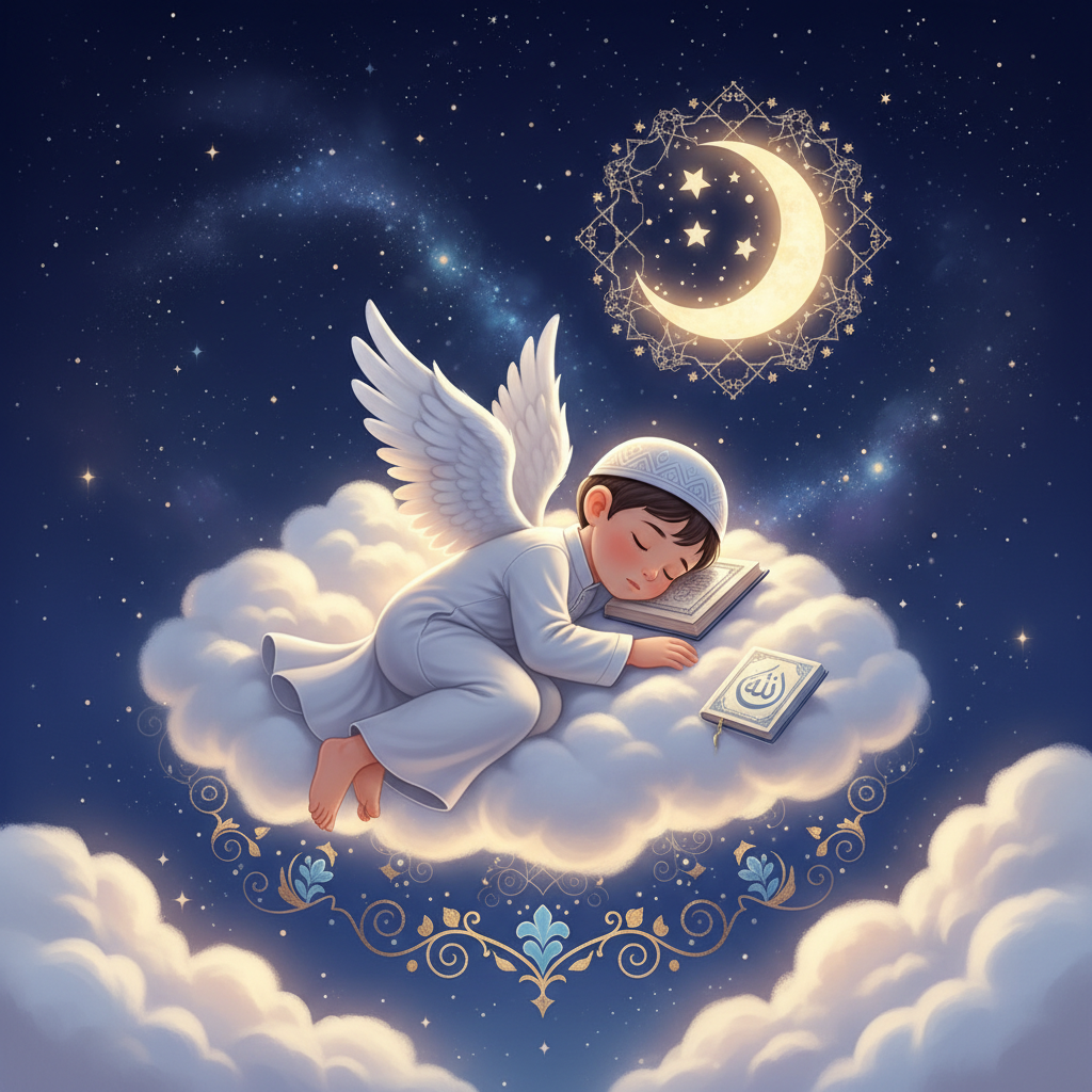 A peaceful Islamic-themed digital illustration of 
