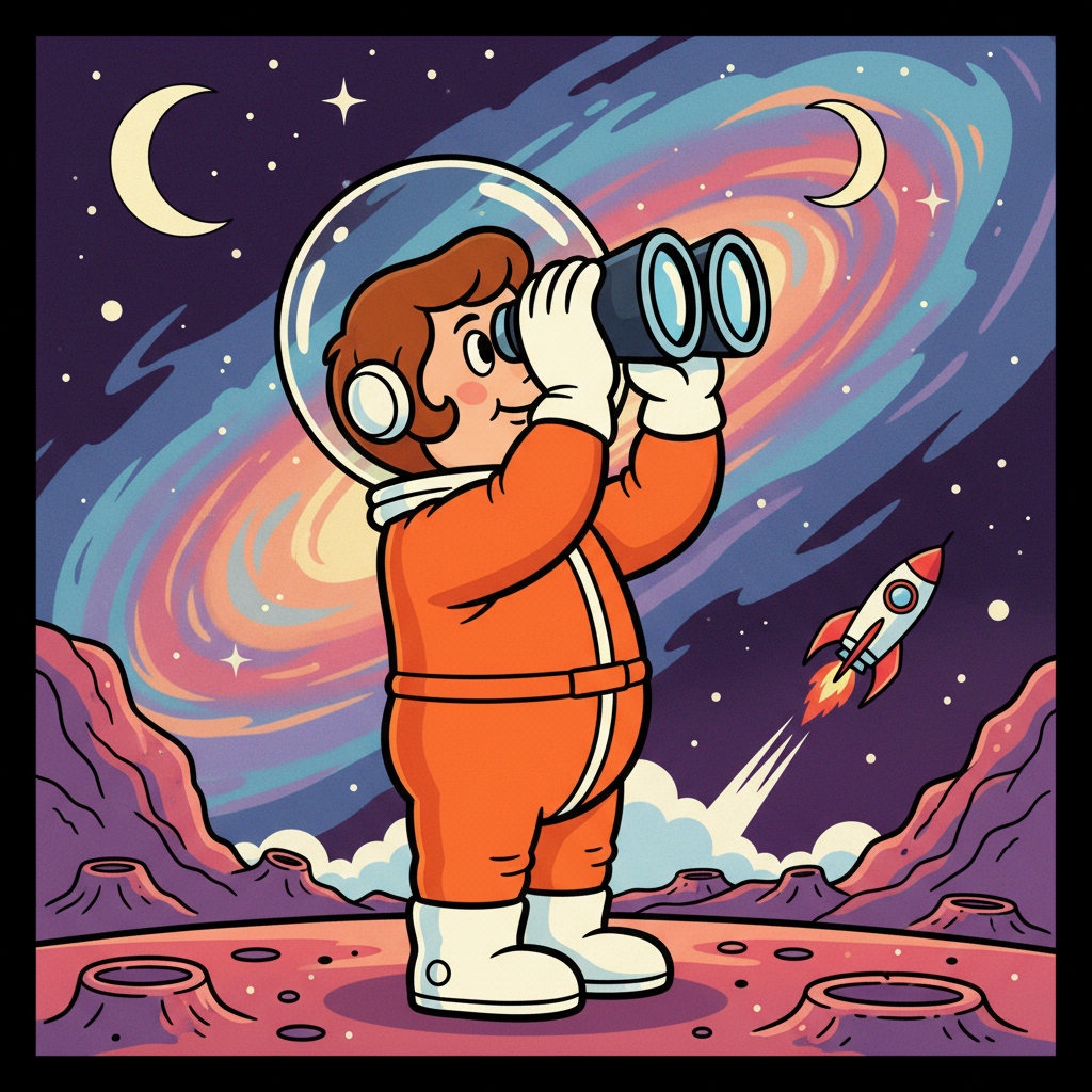 A cartoon image of a person standing with their si
