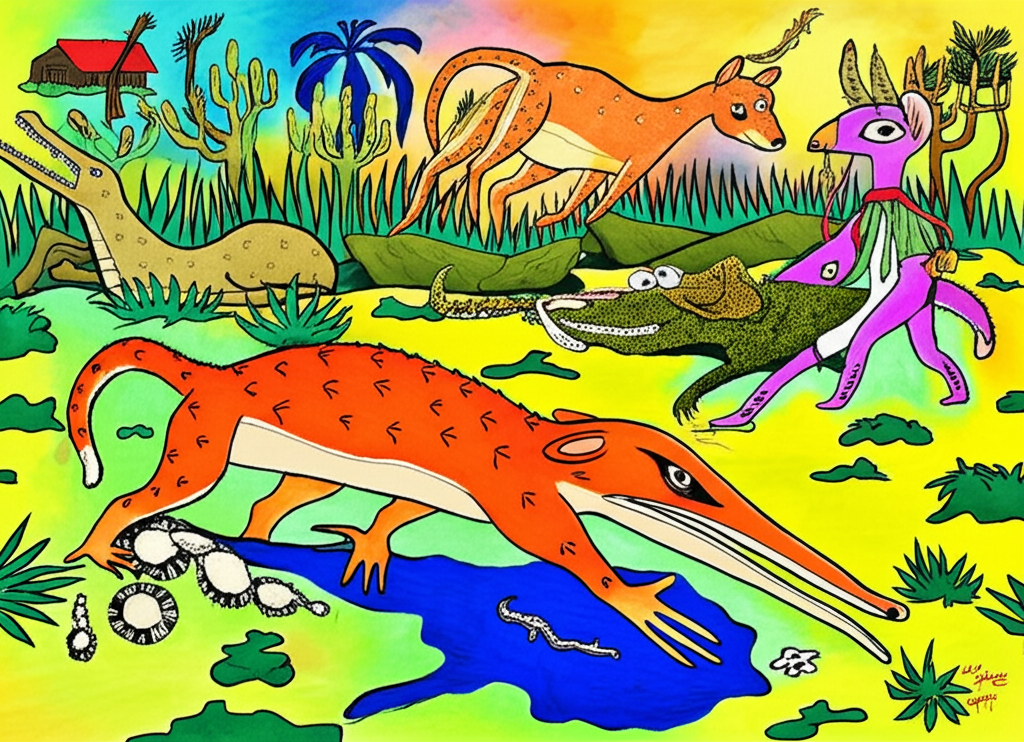 draw about surrealism art based on malaysian folkt