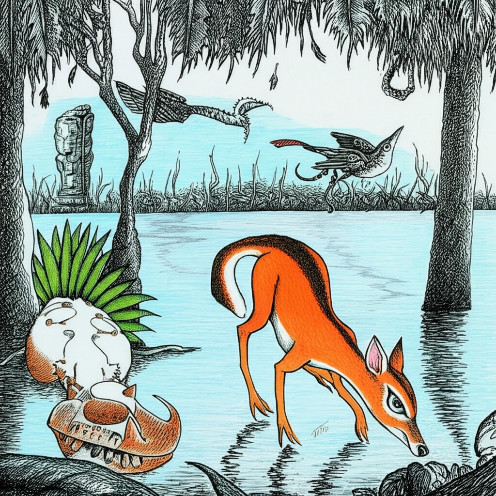 draw about surrealism art based on malaysian folkt