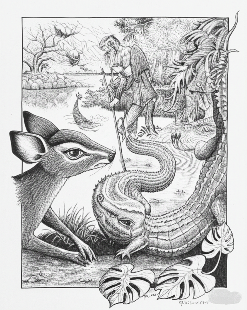 draw about surrealism art based on malaysian folkt