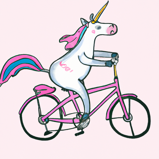 unicorn riding a bicycle