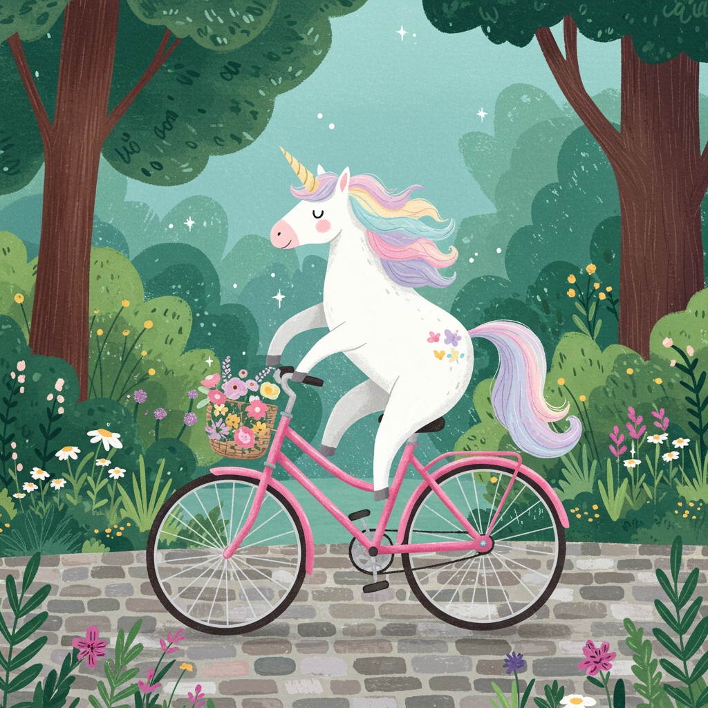 unicorn riding a bicycle