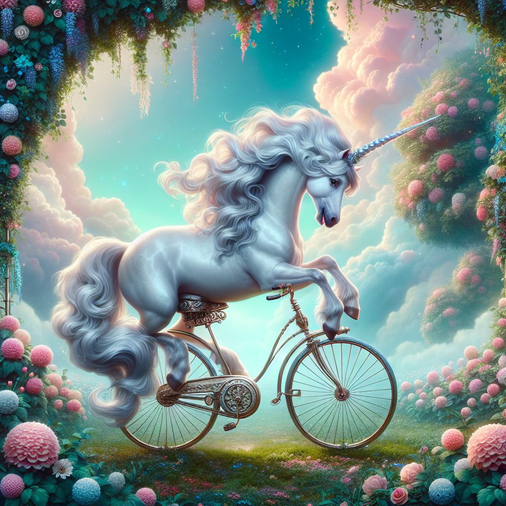 unicorn riding a bicycle