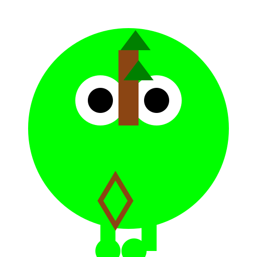 Green Furball Puppy with Stick Legs and Leaf on Head - DrawGPT