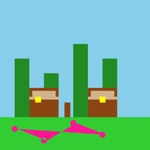 HUTS TREES RIVER - DrawGPT