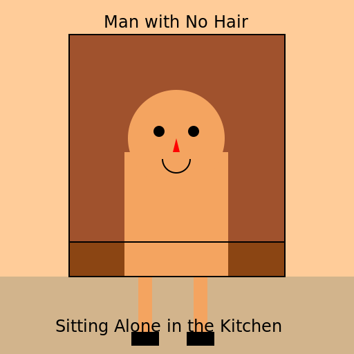 Man with No Hair Sitting Alone in the Kitchen - DrawGPT