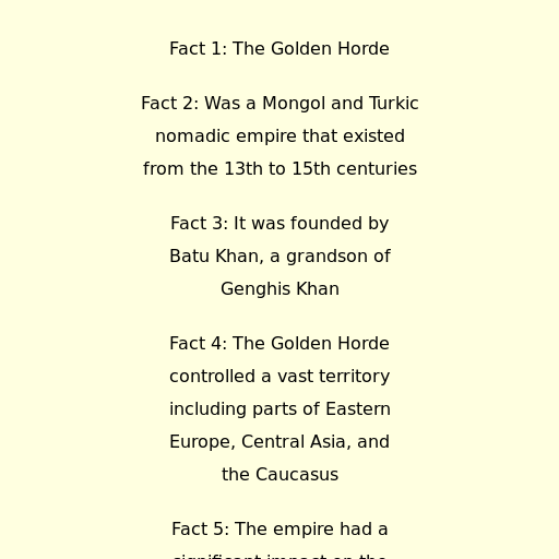 Facts About The Golden Horde But The Facts Are On The Canvas - DrawGPT