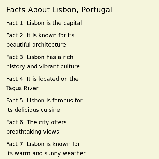 Facts About Lisbon, Portugal - DrawGPT