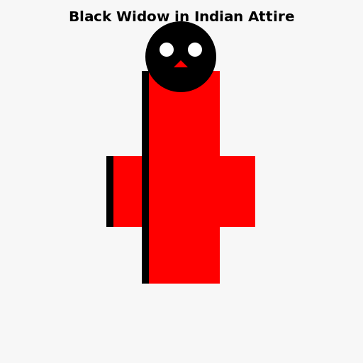 Black Widow in Indian Attire - DrawGPT