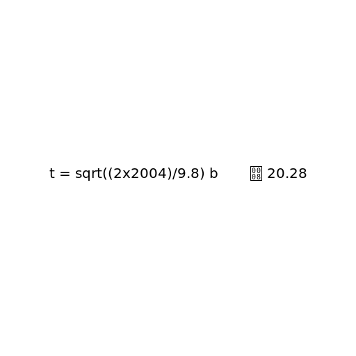 t = sqrt((2x2004)9.8) ≈ 20.28 - DrawGPT