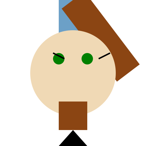 A girl with long blue and brown hair and green eyes wearing a brown croptop and black jeans - DrawGPT