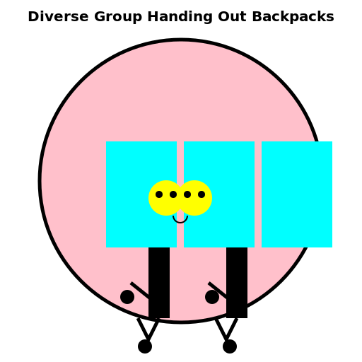Diverse Group Handing Out Backpacks - DrawGPT