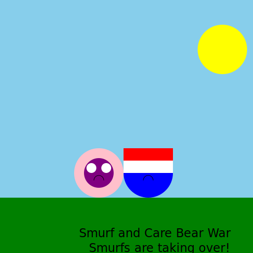 Smurf and Care Bear War - DrawGPT