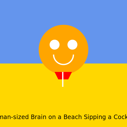 Human-sized Brain on a Beach Sipping a Cocktail - DrawGPT