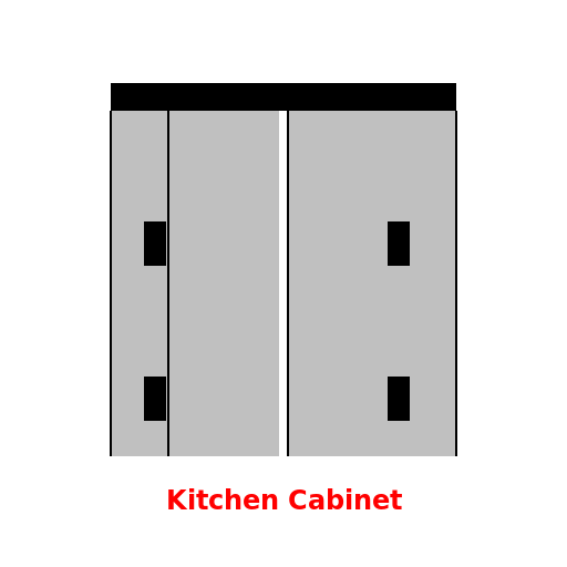 Kitchen Cabinet with 4 Doors and Black Top - DrawGPT