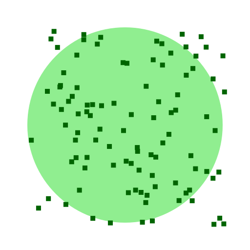 Circle filled with light green color tiles and dark green square tiles random within circle - DrawGPT