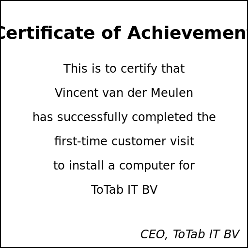Certificate for Vincent van der Meulen - DrawGPT