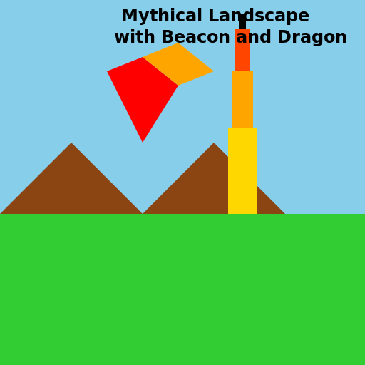 Mythical Landscape with Beacon and Dragon - DrawGPT