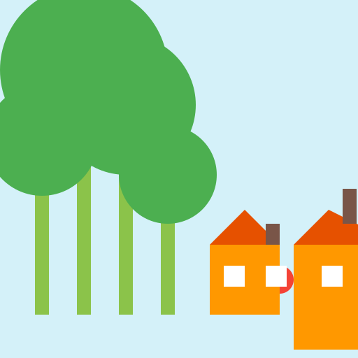 Surreal Landscape with Trees, Flowers, and Houses - DrawGPT