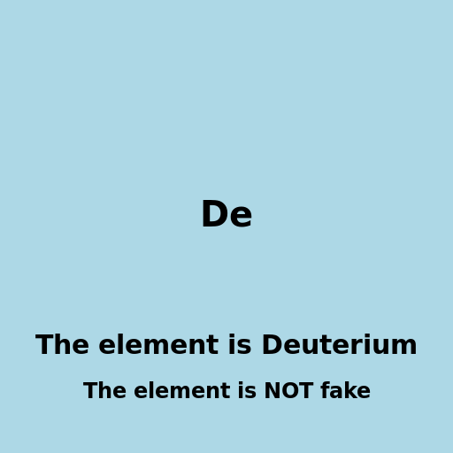 Element With The Symbol Of De. What Element Is It. Is The Element Fake? - DrawGPT
