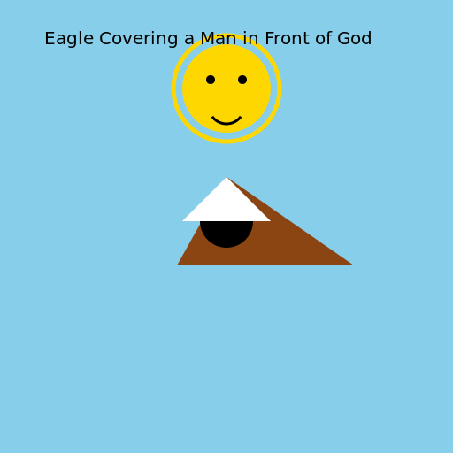 Eagle cover a man with his wings Infront of GOD - DrawGPT