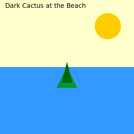 Dark Cactus at the Beach - DrawGPT