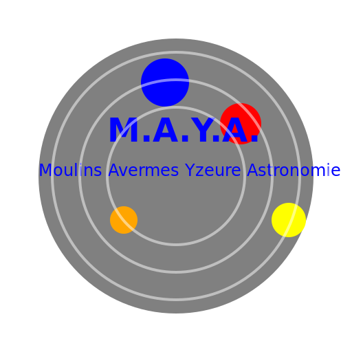 Logo pour le club d'astronomie M.A.Y.A. - Moulins Avermes Yzeure Astronomie - DrawGPT