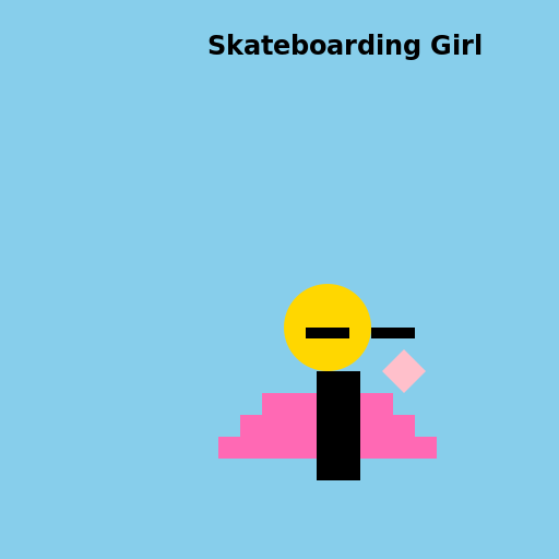 Girl Skateboarding with a Heart Cushion - DrawGPT