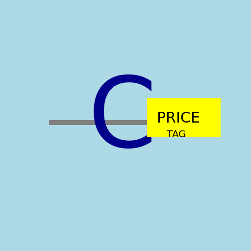 Big Price Tag Hanging on a Chain with a C Letter - DrawGPT
