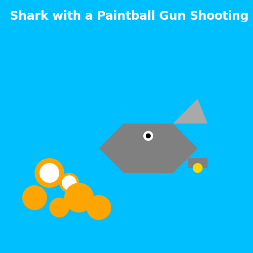 Shark with a Paintball Gun Shooting Goldfish - DrawGPT