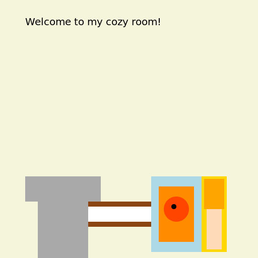 Cozy Room with Bed, Study Table, Mandir, and Fish Aquarium - DrawGPT