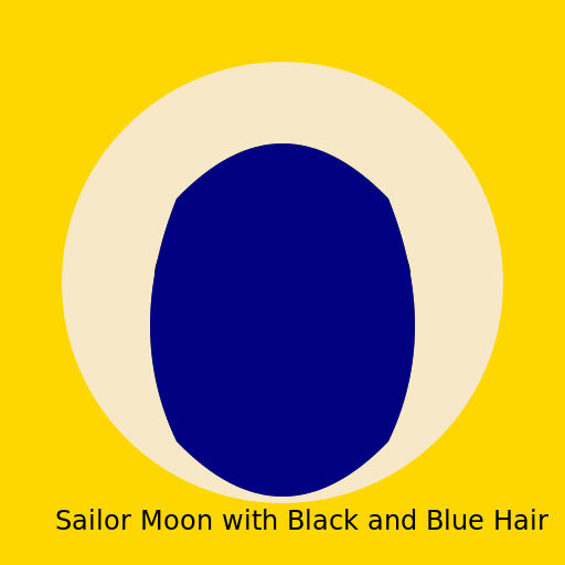 Sailor Moon with Black and Blue Hair - DrawGPT