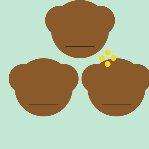 Three bears looking at a dandelion - DrawGPT