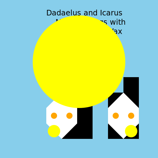 Dadaelus and Icarus Making Wings with Feathers and Wax - DrawGPT