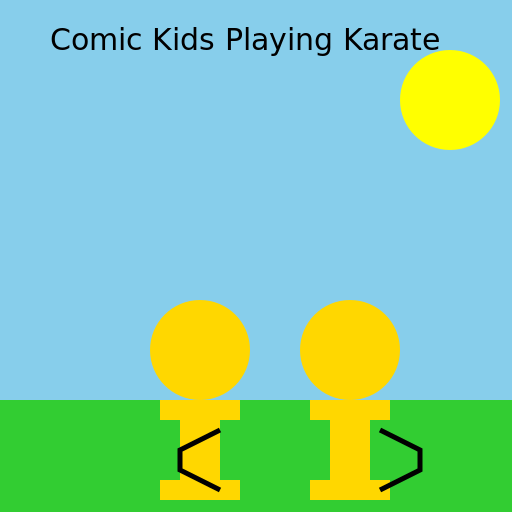 Comic Kids Playing Karate - DrawGPT