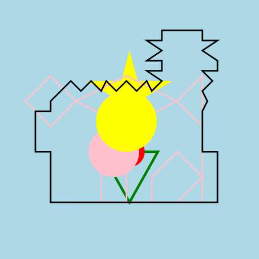 Flamingo and Peter Griffin Waving on a Flower, with a Star and the Sky - DrawGPT