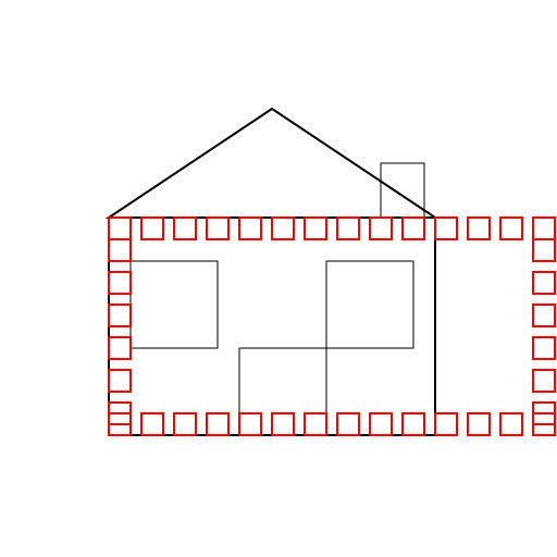 House with 168 Outlined Rectangles - DrawGPT