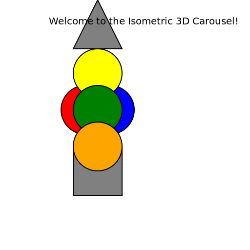 Isometric 3D Carousel on Graph Paper - DrawGPT