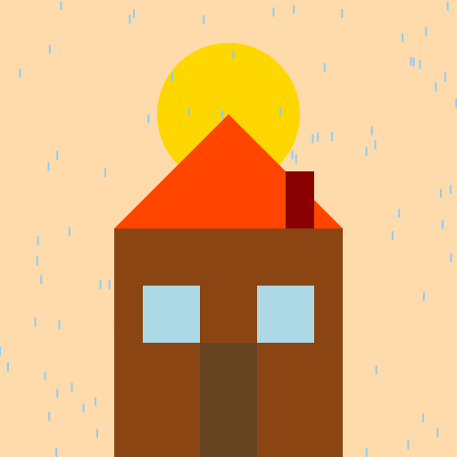 A big garden house with a sunset rainy sky - DrawGPT