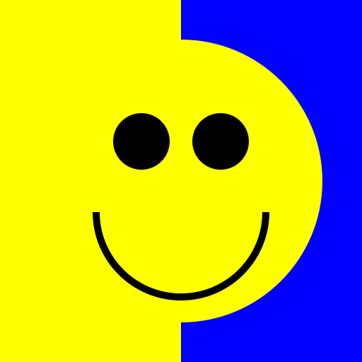 Half Yellow Half Blue Smiley Face - DrawGPT