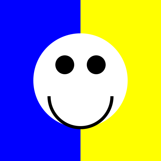Double Up Can with Smiley Face on Half Yellow, Half Blue - DrawGPT