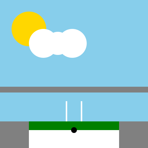 Sunny Day City Background with River and Football Stadium - DrawGPT