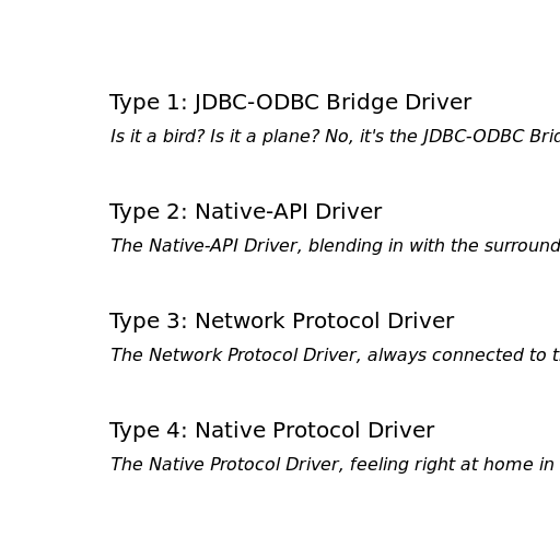 JDBC Driver Types Diagram - DrawGPT