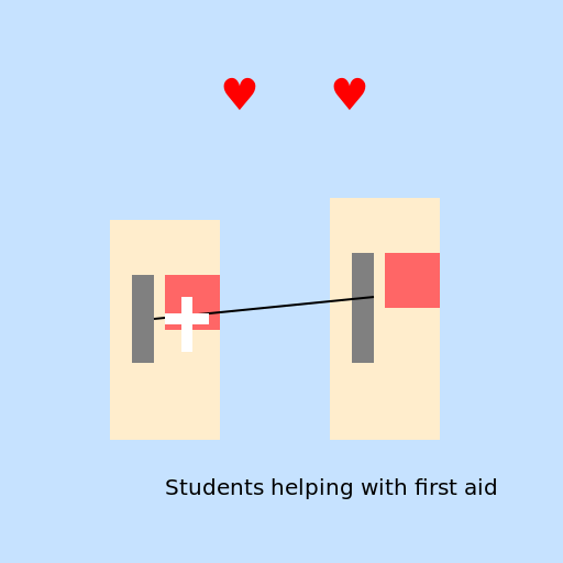 Students Helping with First Aid - DrawGPT