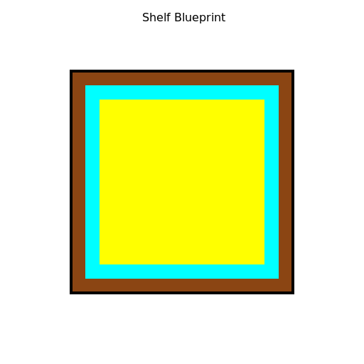 Blueprint for a Shelf with Wood Backpanel and Plexiglas in Front - DrawGPT
