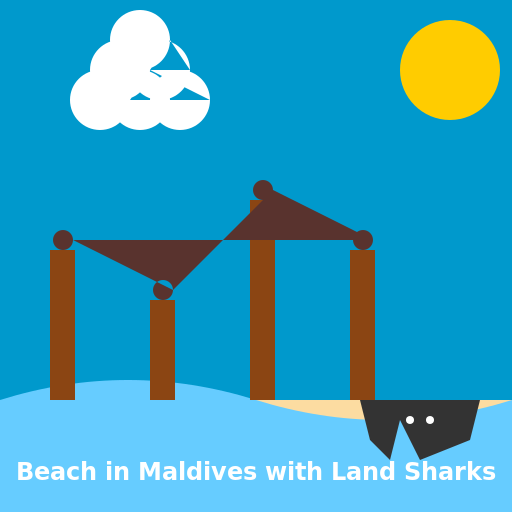 Beach in Maldives with Land Sharks - DrawGPT