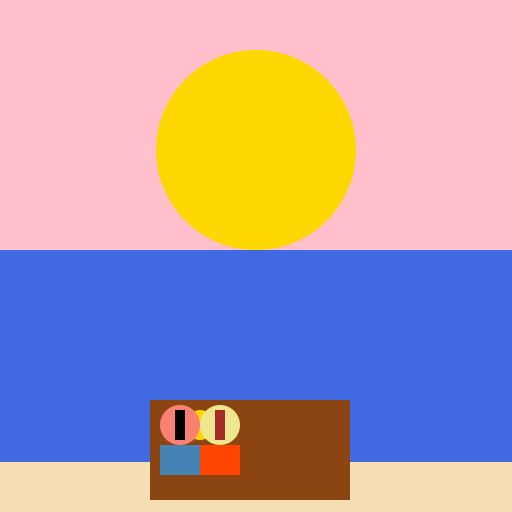 Sonnenuntergang mit Strandkorb und 2 Freunden - DrawGPT
